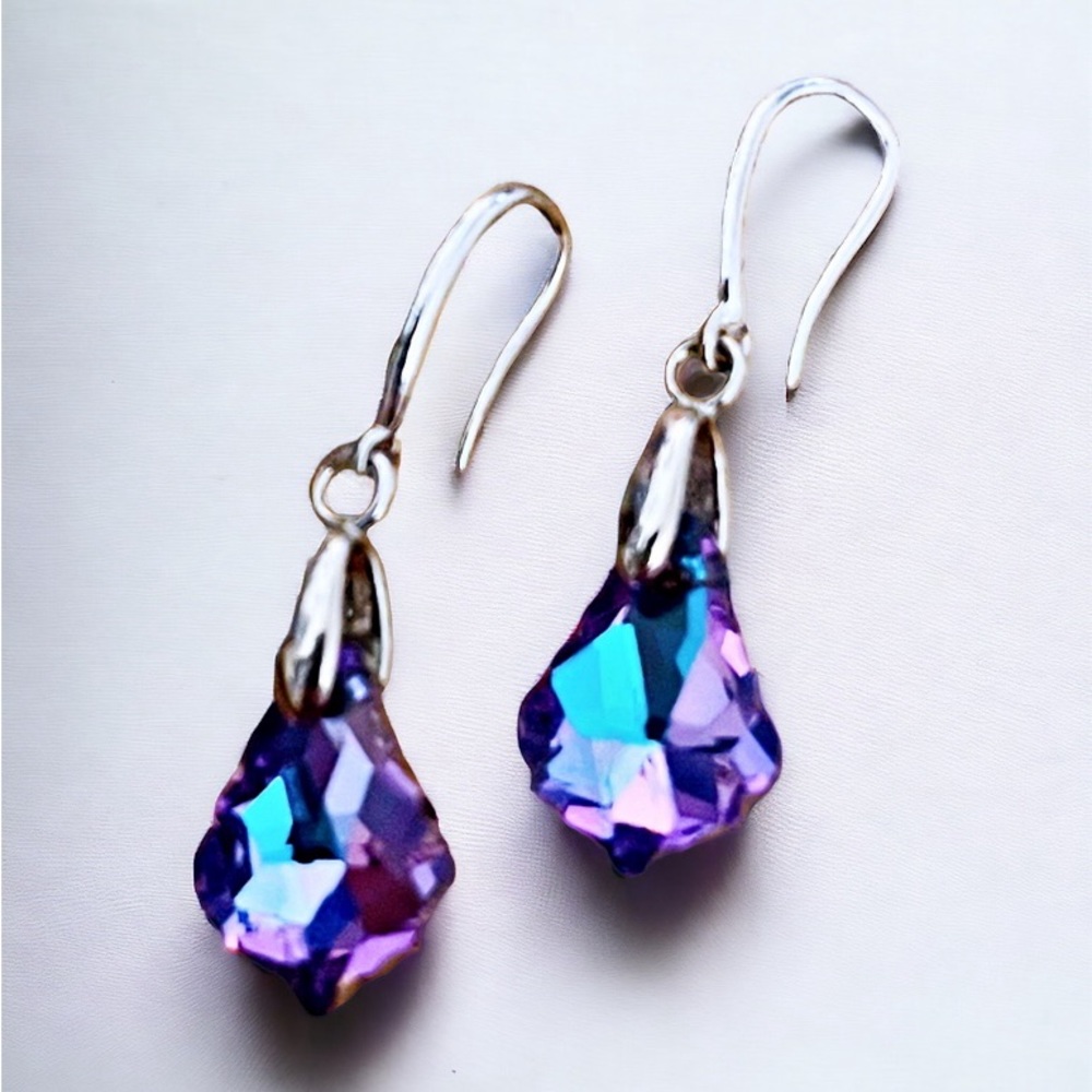 Purple crystal Drop Earrings